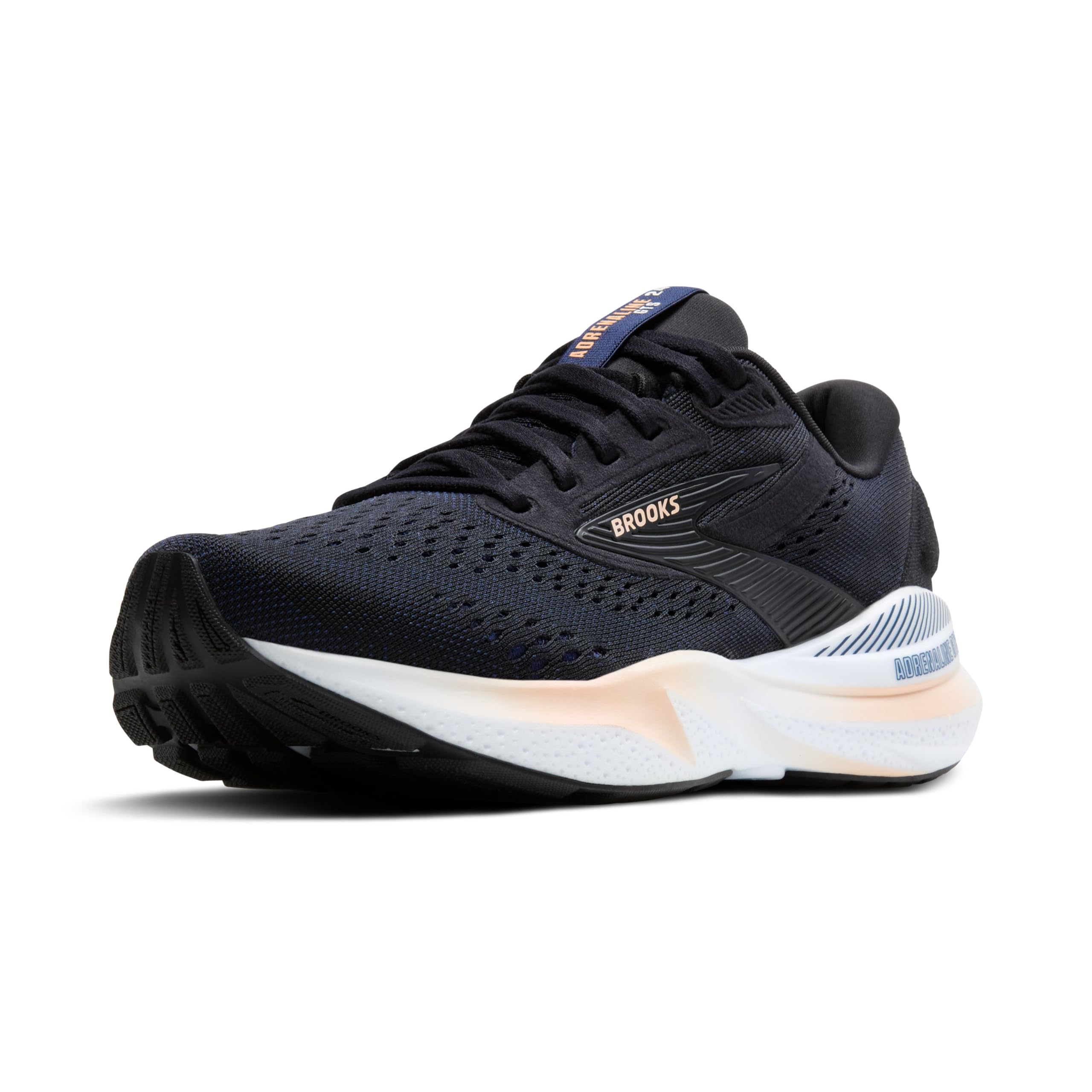 BROOKS Womens Adrenaline Gts 24 Sneaker, Black Peach Peacoat, 4 UK