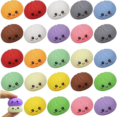 24PCS Mini Dumpling Squishy Pack, 12 Colors 2 Each – Taba Squishies Kawaii Squishy Fidget Toys for Kids, Cute Squishy Dumplings Stress Relief Party Favors Birthday Gifts