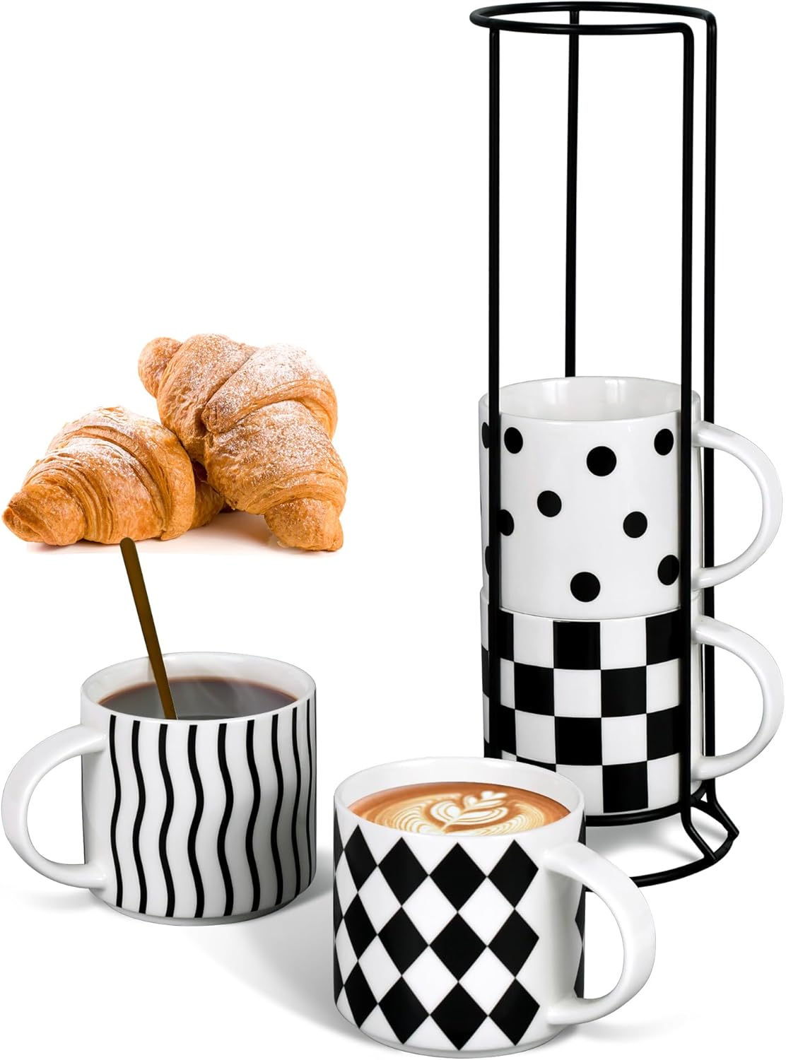 Autubin Ceramic Coffee Mug Set of 415.4 oz Stacked Coffee