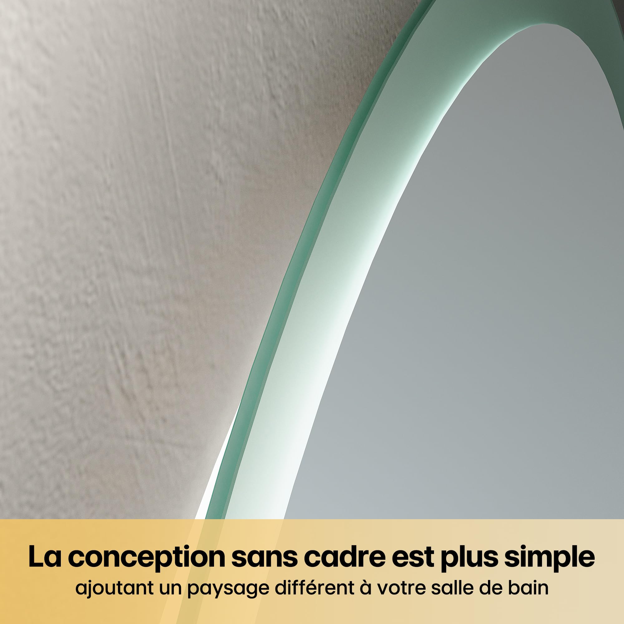 SIRHONA Miroir Salle de Bain Arquée 90x50cm, Dimmable, 3 Couleurs Légères, Anti-buée, Mémoire, IP44, Douille, Mirroir Lumineux Salle de Bain, Horizontal/Vertical
