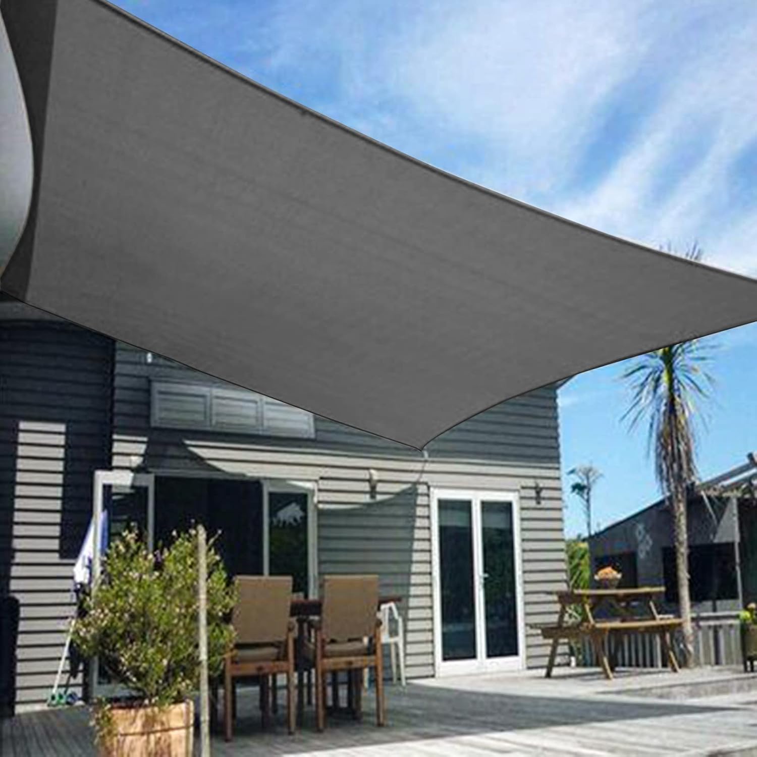 HENG FENG Toldo Vela de Sombra HDPE Rectangular 2x3m Protección Rayos UV Resistente Transpirable para Terraza Patio Exterior Jardín Color Antracita