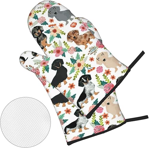 Miniatura 2 de Juego de 4 guantes de horno y soportes para ollas de 500 F resistentes al calor, guantes para hornear y soporte para ollas para cocinar y hornear a