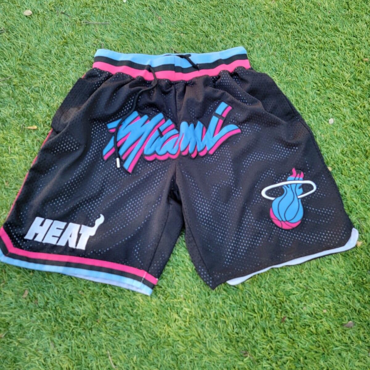 Miami Heat Męskie spodenki do koszykówki - Sportowe, oddychające i szybkoschnące szorty NBA z kieszeniami na zamek błyskawiczny, luźne spodenki do treningu i na zewnątrz