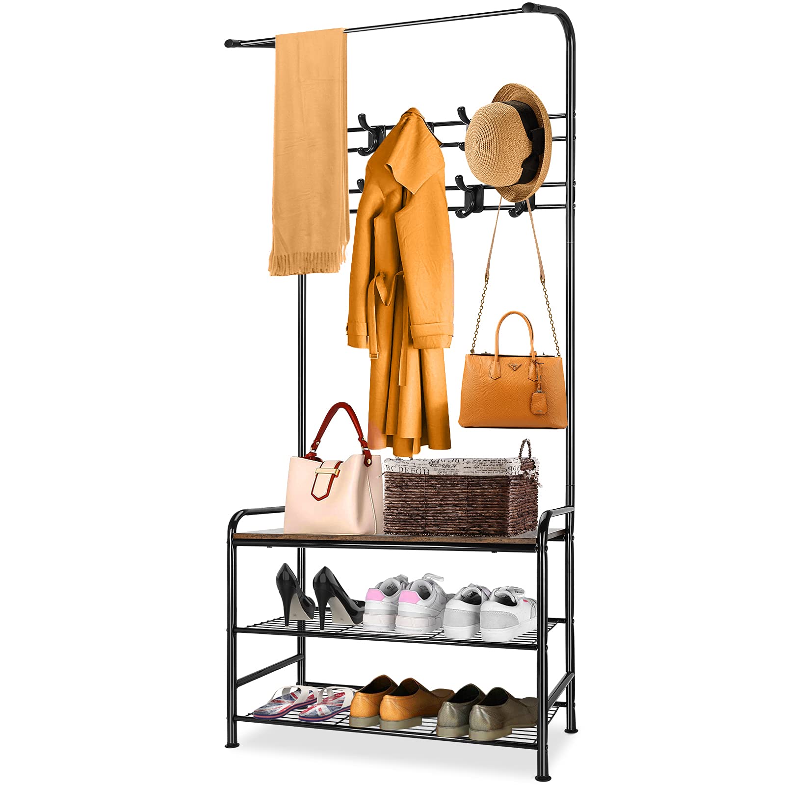 Buy Tsmine Coat Rack Freestanding, Entryway Bench with Coat Rack Heavy