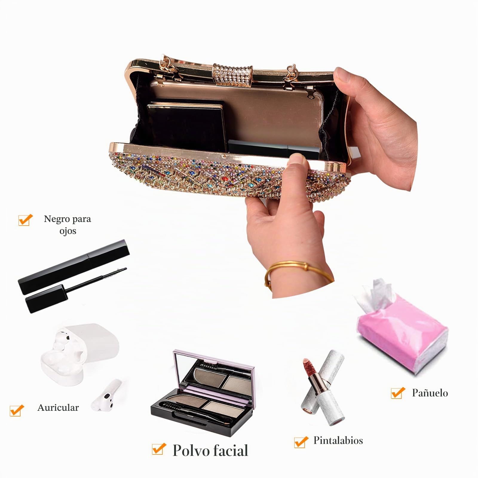 Bolso de Fiesta para Mujer Diamantes de Imitación Clutch Bolso de Boda Elegante Bolsa de Noche Formal Bolsos Bandolera Bolso de Hombro Pequeña para Fiesta de Graduación Boda Banquete Multicolor