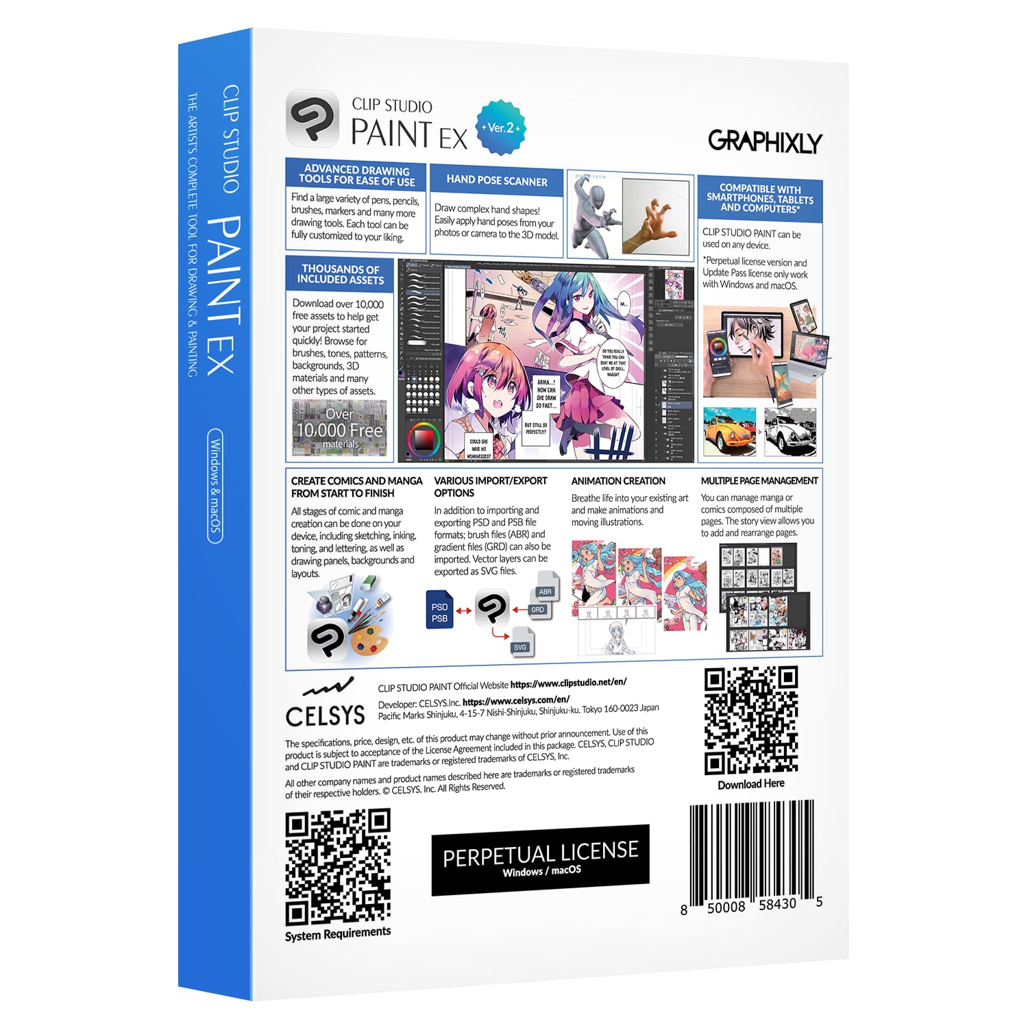 CLIP STUDIO PAINT EX Version 2 Perpetual License for Windows macOS