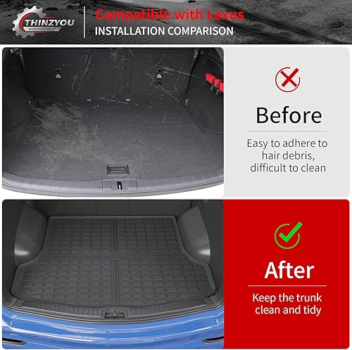 Miniatura 10 de Thinzyou Tapete de carga compatible con Lexus RX350 RX450H 2016-2022, forro de carga para maletero, revestimiento de maletero TPE para todo tipo de