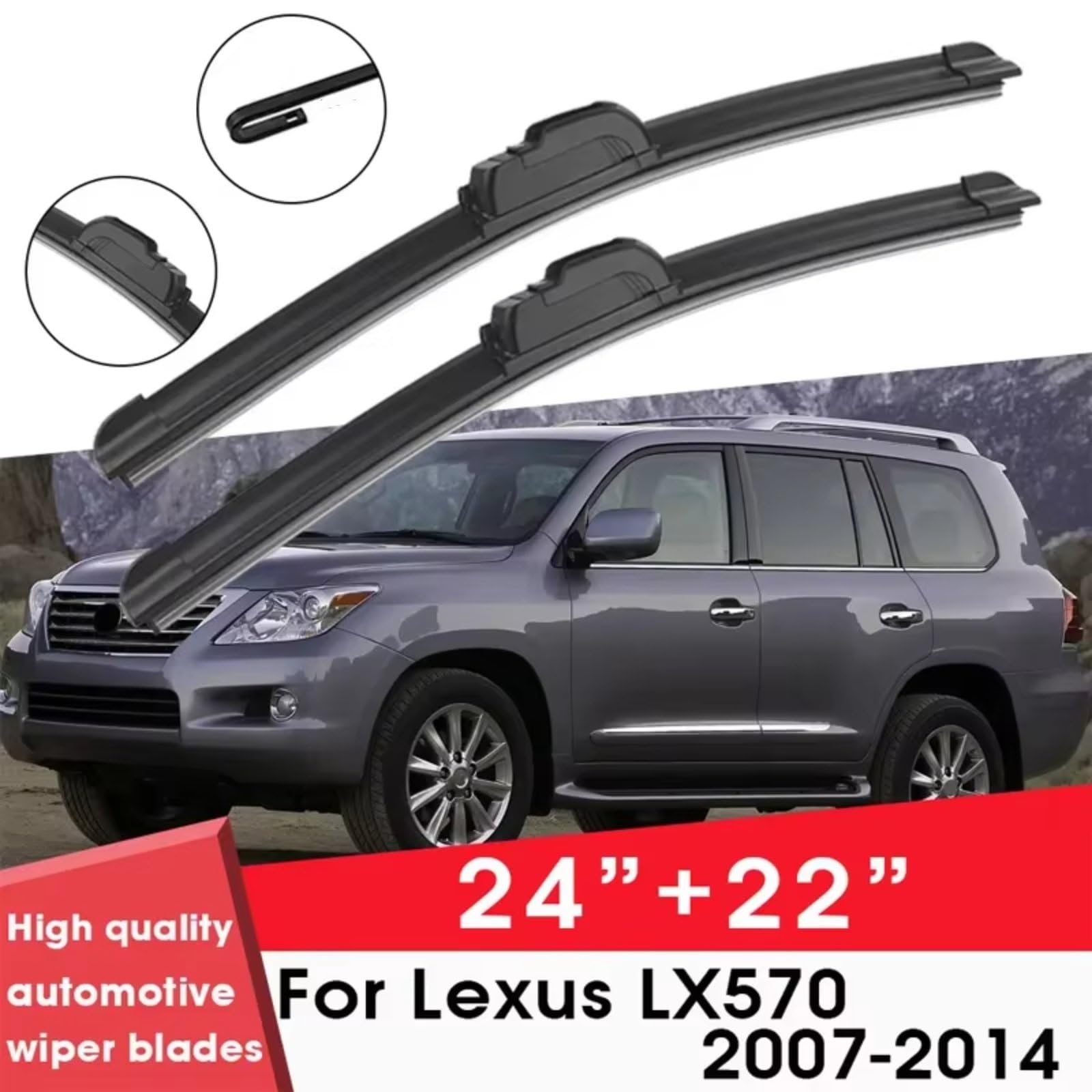 Kit Tergicristallo Compatibile Con Lexus Per LX570 2007-2014 24"+22" Parabrezza Parabrezza Pulizia Gomma Silicone Auto Tergicristalli Tergicristalli