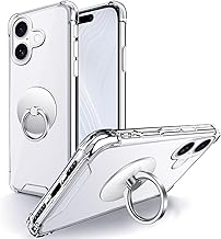 Rockaway Compatible iPhone 17 Case with Ring Shockproof Durable Anti-Scratch Anti-Slip Stand Function Lightweight Thin Clear TPU Transparent Phone Case Cover for iPhone 17 - Clear