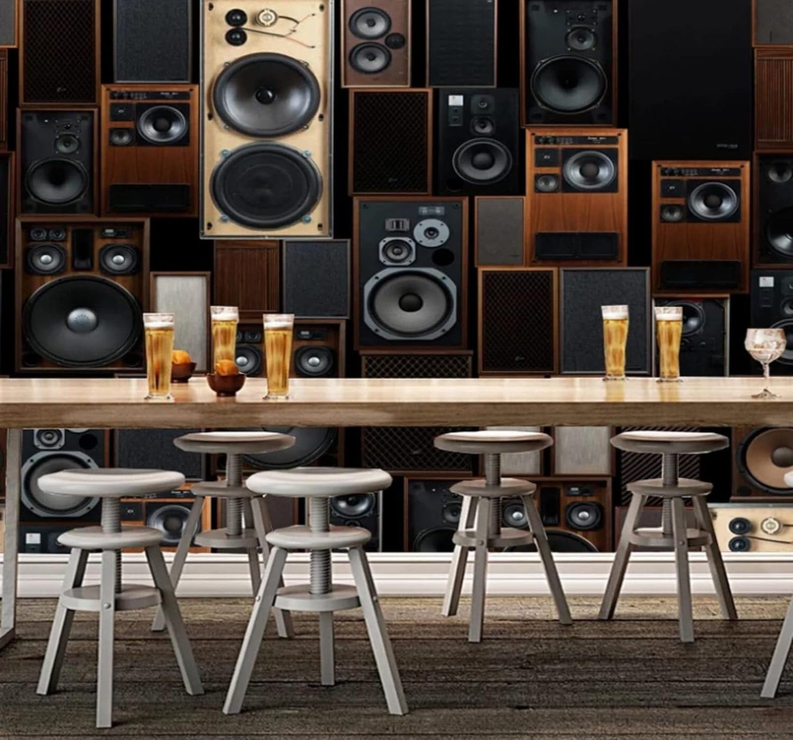 XLMING Retro Nostalgic Three Dimensional Stereo Speakers 3D Wallpaper Luxury Silk Study Dining Feature Sofa Grey Bedroom Living Room Tv Decorative Wall-200cm×140cm