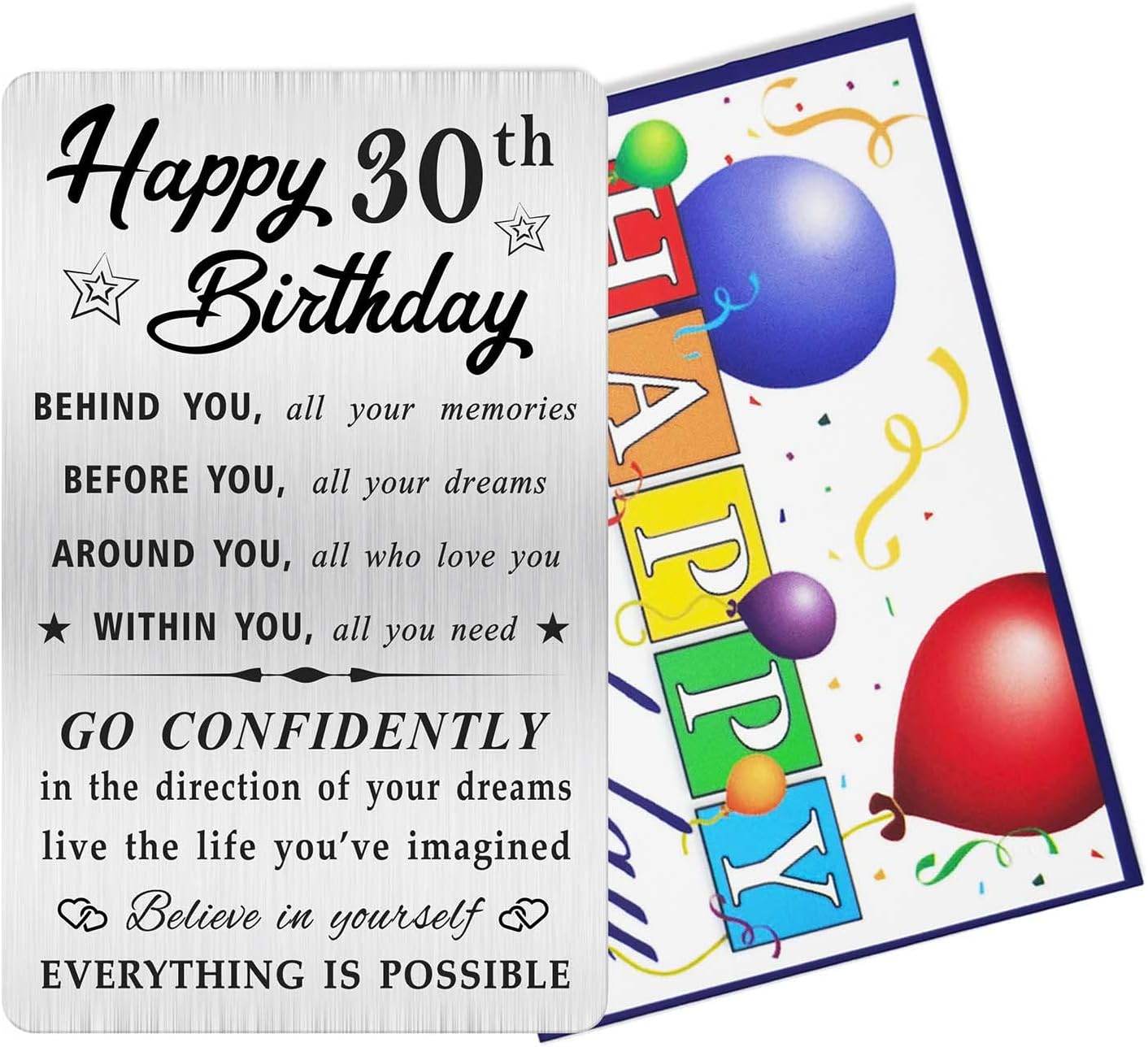 MOQIYXL 30歳の誕生日おめでとうカード 女性用、30歳の誕生日プレゼント用の小さな刻印ウォレットカード