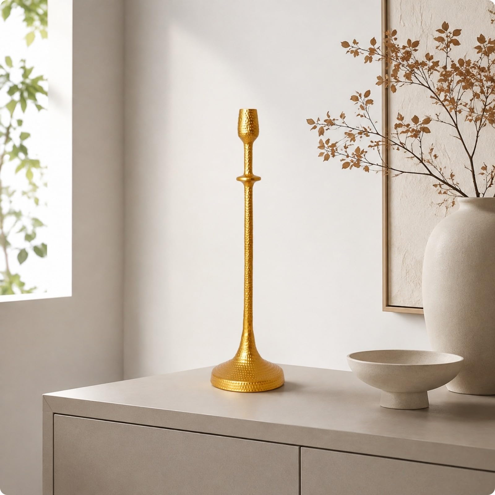 Portacandela in Alluminio Decorativo | Portacandele da Tavolo, Stabile, Candelabro a Stelo Singolo, per Soggiorno, Hotel, Interior Designer, M