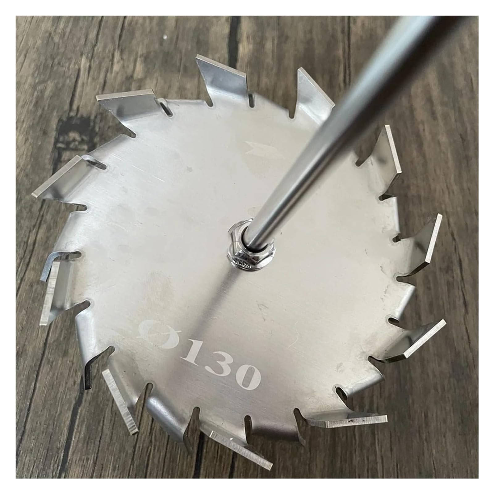 Asta di agitazione sopraelevata, agitatore dispersore a denti di sega in acciaio inossidabile 304 da laboratorio con asta di agitazione di diverse dimensioni(50mm disk with rod)
