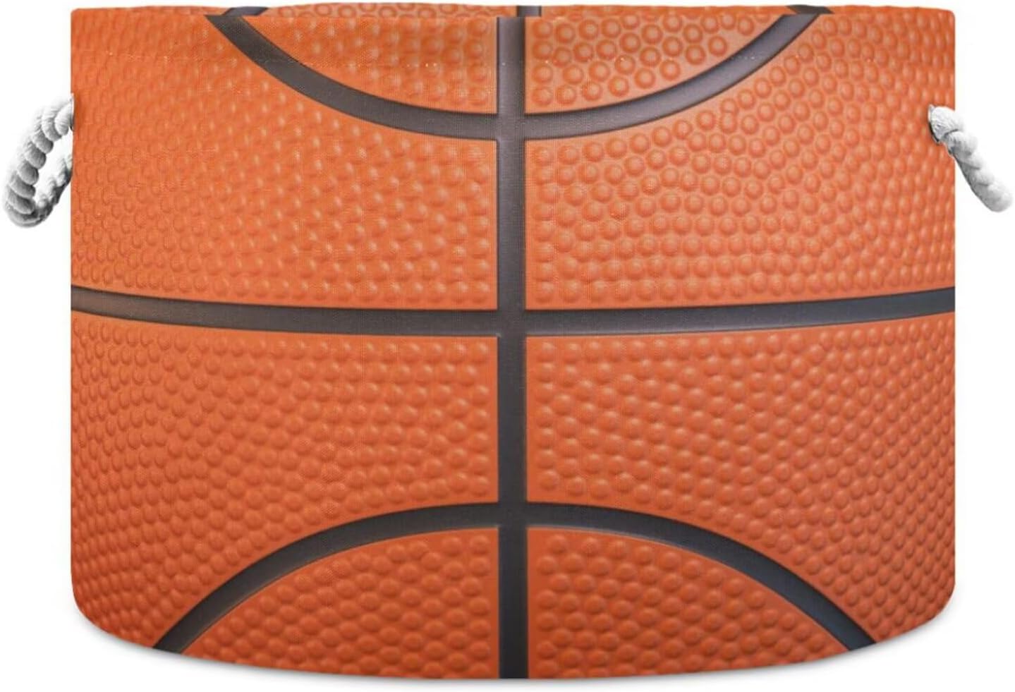 Basketball Texture Print Round Storage Basket Sport Ball Large Laundry Hamper 20 x 20 x 14 Inches Organizer Bin Blanket Storage Bag for Bedroom Bathroom Nursery Living Room Decoration