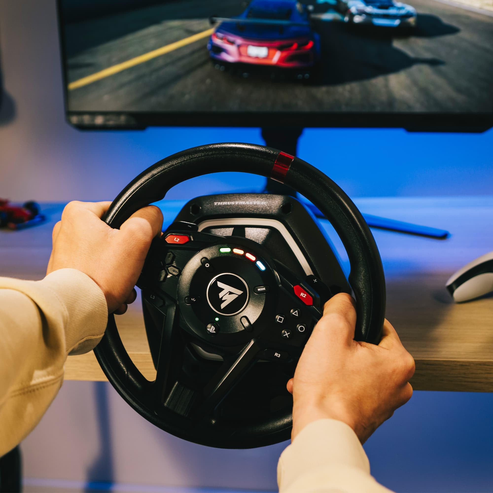 Thrustmaster T128 Force-Feedback-Rennlenkrad für PS5, PS4 & PC mit Magnetischen Pedalen T2PM