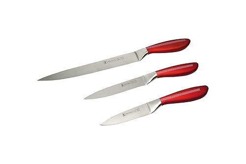 Miniatura 5 de Juego de 8 cuchillos, de Imperial Collection, de acero inoxidable con soporte giratorio, color negro, rojo vino, 1