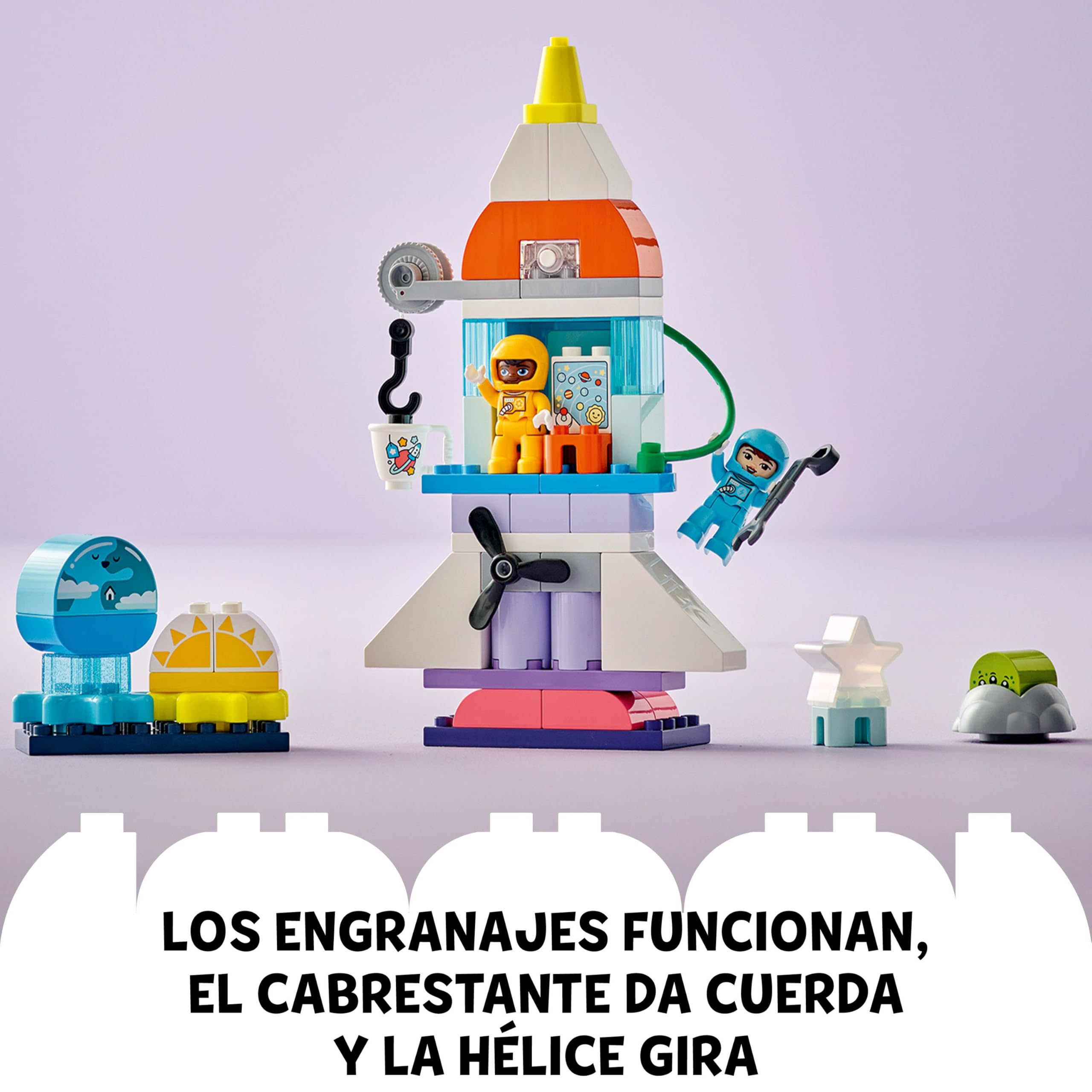 LEGO Duplo Aventura en Lanzadera Espacial 3en1, Cohete de Juguete de Construcción, Juego de Ciencia Educativo para Niños de 3 Años o Más, Desarrollo de Habilidades Motrices Finas 10422