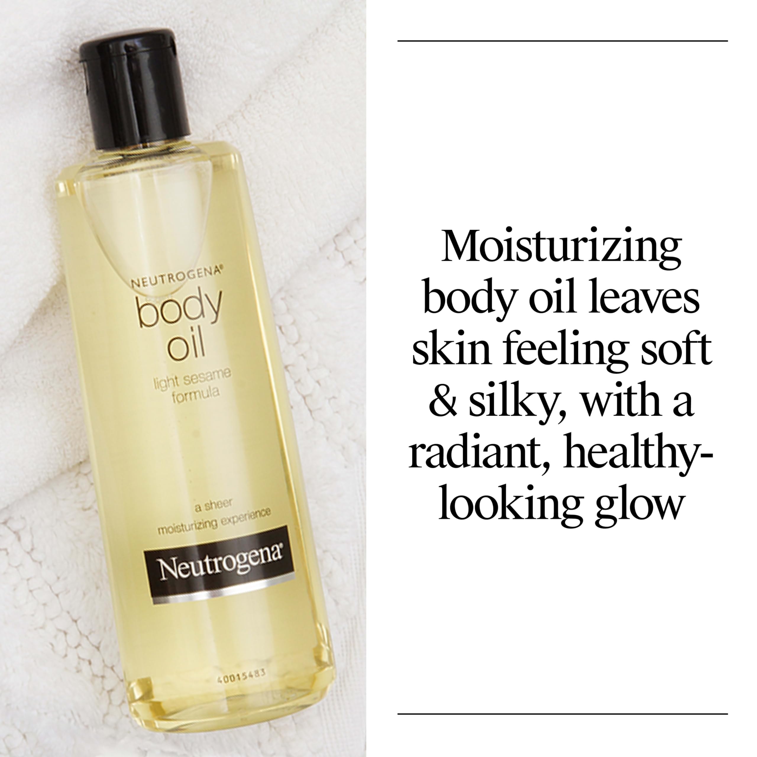 Neutrogena Lekki olejek do ciała do suchej skóry, czysty krem nawilżający z lekką formułą sezamową, 16 fl. oz. oz
