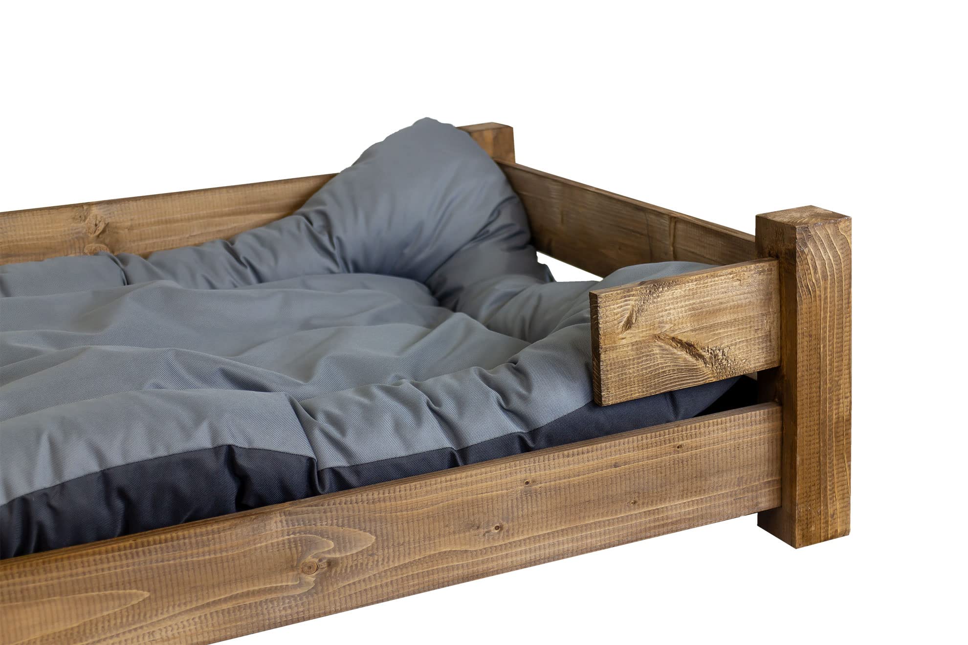 Kistenkolli Altes Land Hundekorb Winston XL aus Holz mit Kissen 100x60x25cm Hundekorb Hundekissen Schlafplatz Vintage Hundesofa (Palisander)