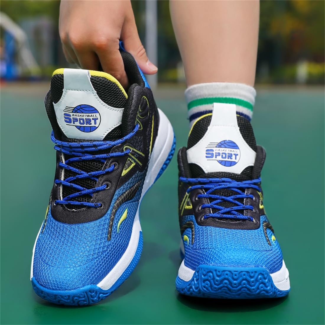 Basketballschuhe Jungen Turnschuhe Kinder Sneaker High Top Outdoor Sportschuhe Anti Skid Atmungsaktive Basketballschuhe für Mädchen, 37EU