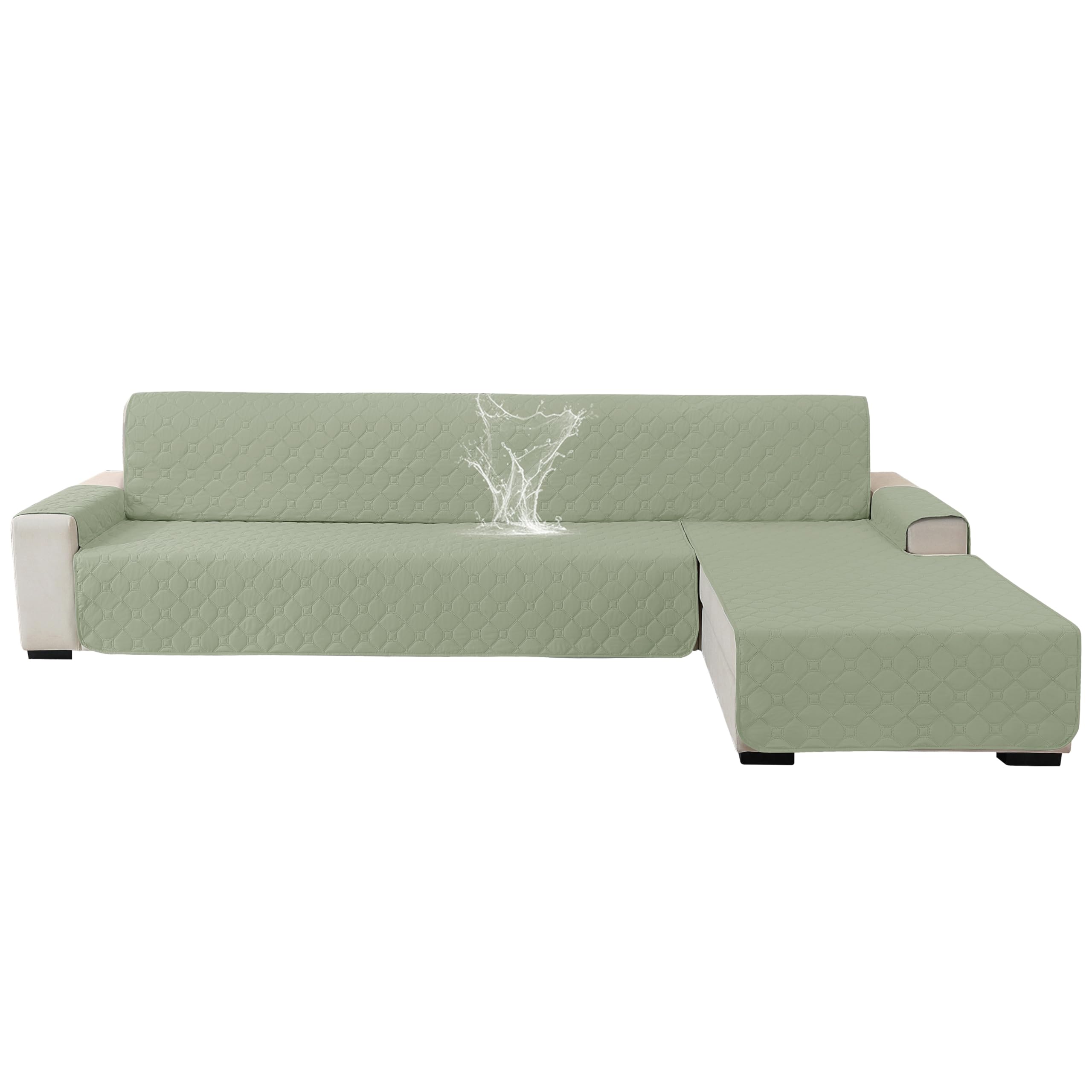 Ystyle Impermeable Funda Sofa Chaise Long 2 Plazas, Cubre Sofa Chaise Longue Izquierdo/Derecho Universal Reversible, Anti Gato Y Perro Mascota, Protector Antimanchas Y Resistente, Verde Menta Global Recycled Standard Global Recycled Standard Global Recycled Standard