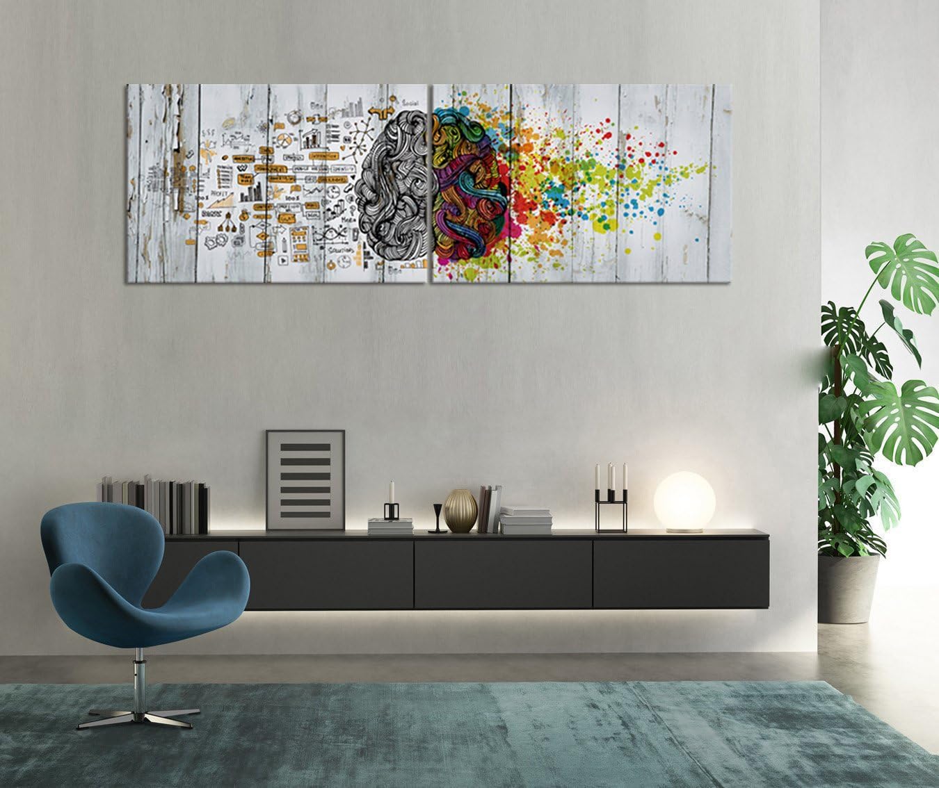 Visual Art Decor Office Wall Art Left and Right Brain Painting Office Wall Decor Framed (36x24 inch x 2Pieces)