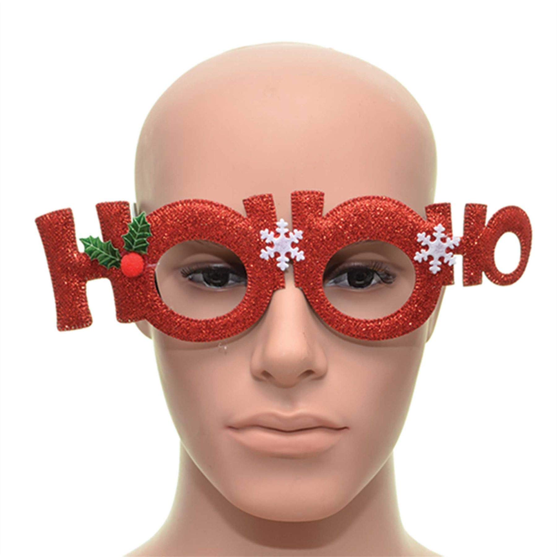 Shatchi Red Hoo-Hoo Christmas Glasses One Size Specs Fancy Xmas Dress Novelty Party Accessories Supplies Stocking Fillers