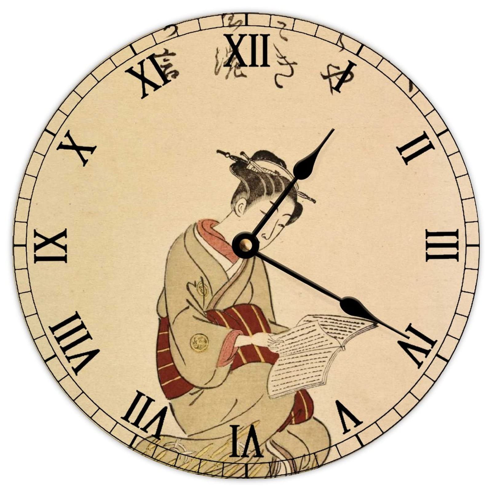 Horloge murale silencieuse cuisine ronde de 25cm style vintage japon traditionnel