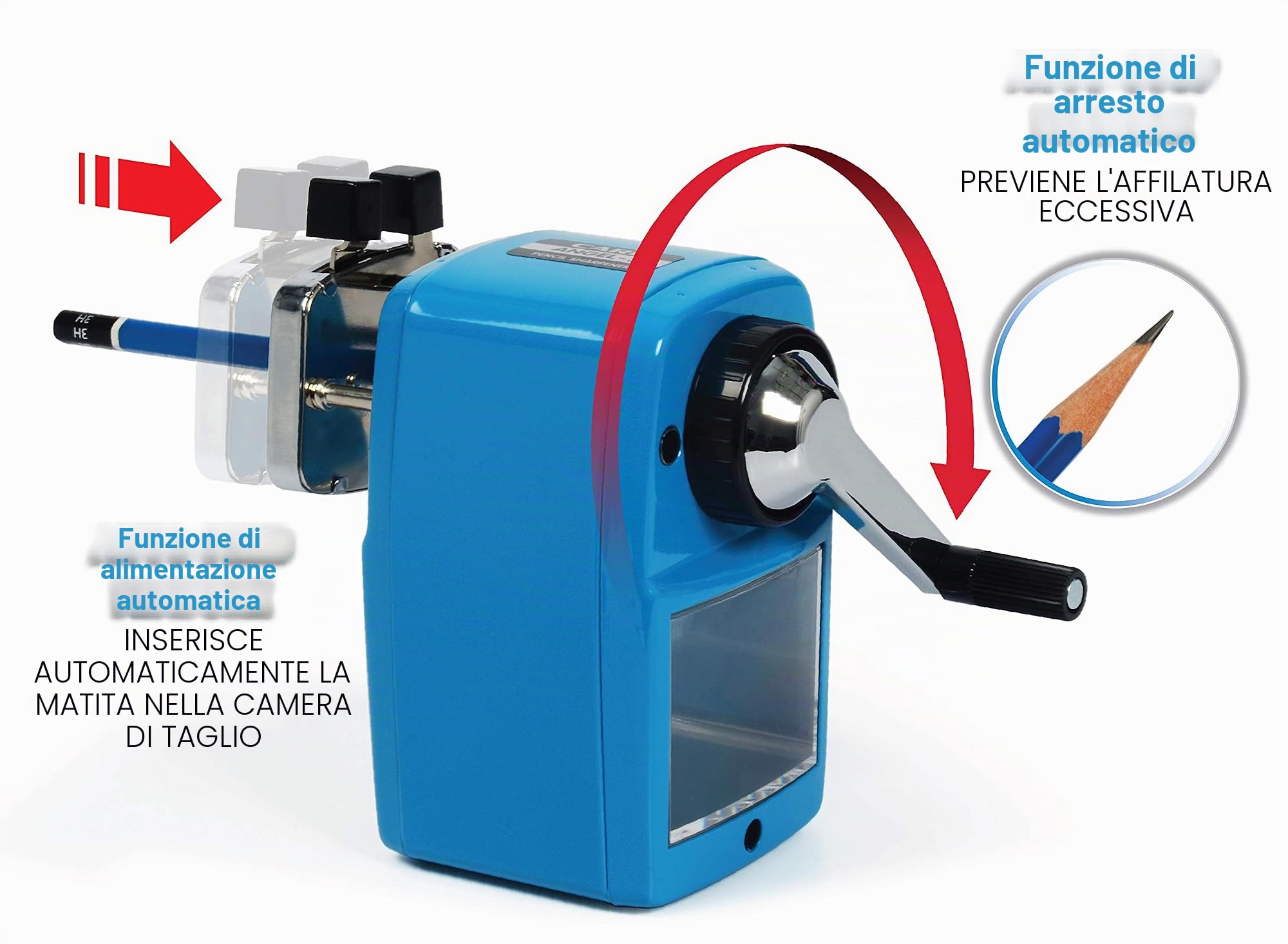 CARL Angel Temperamatite Manuale, Metallo Alluminio, Blu, Four full sized shelves