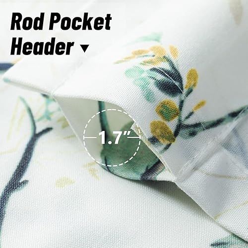 Miniatura 128 de VOGOL Cenefas con patrón de pájaros para ventanas de cocina, cenefa texturizada de lino con estampado floral y pájaros para ventanas pequeñas