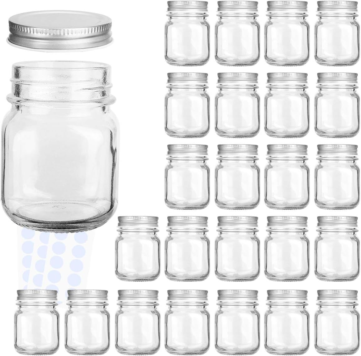 KAMOTA Glass Jars, 4 oz Mini Glass Jars with Lids Perfect for Mason Jars, Canning Jars, Favor Jars, Baby Food Jars, DIY Magnetic Spice Jars, Jam Jars,24 PACK,30 Whiteboard Labels Included