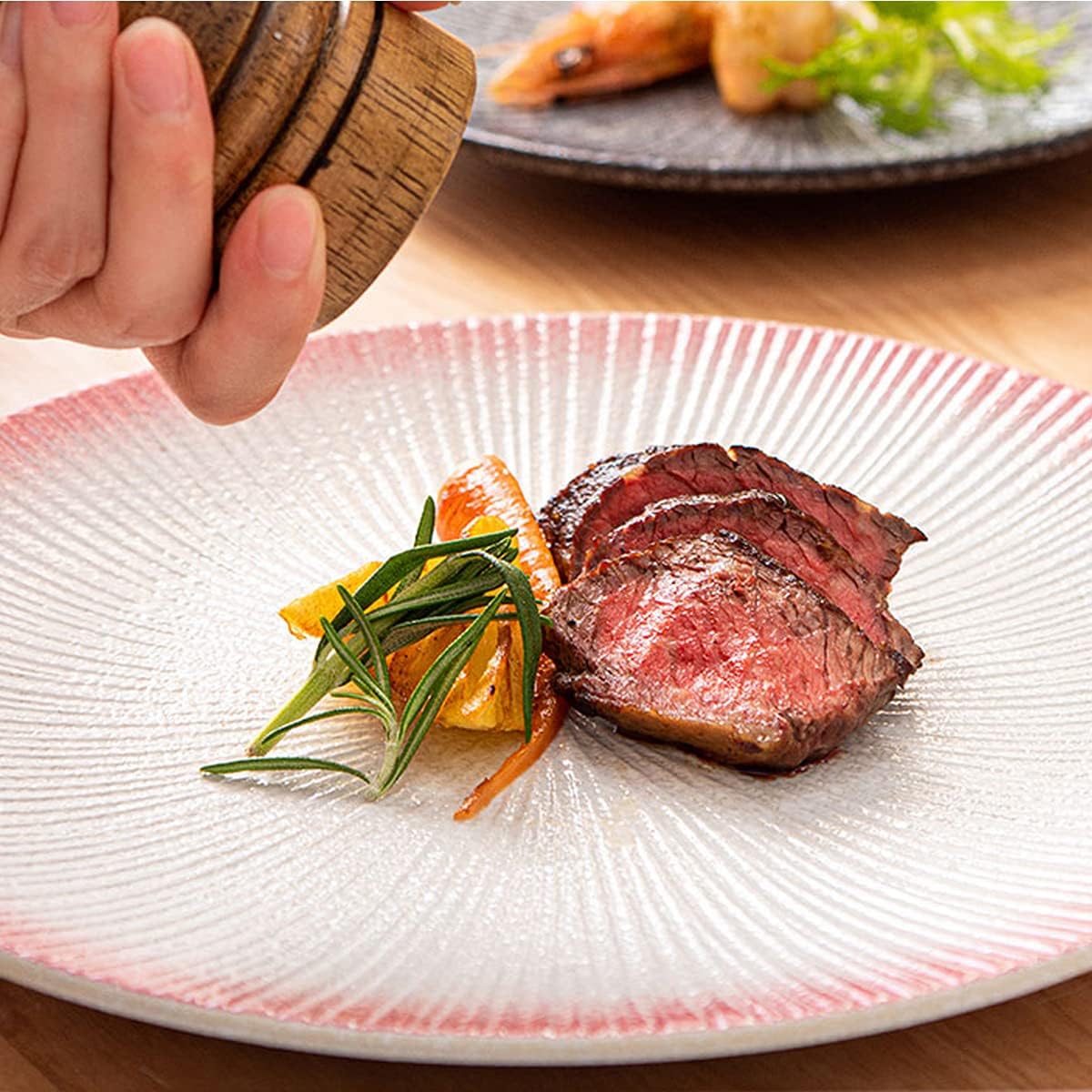 セラミックディナープレートセット 前菜浅いプレート 【メニューードボウル】 ランチ、チーズサラダ、デザート用 2枚セット、ギフトに最適