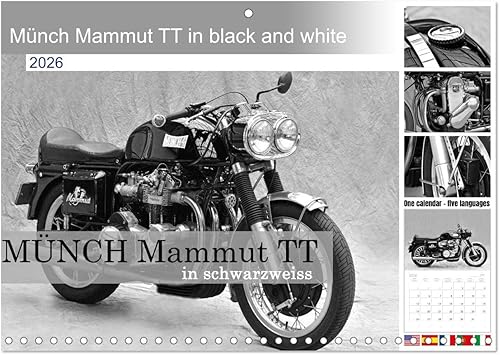 Münch Mammut TT en blanco y negro (calendario de pared mensual 2022 de 11.7 x 16.5 pulgadas (abierto)