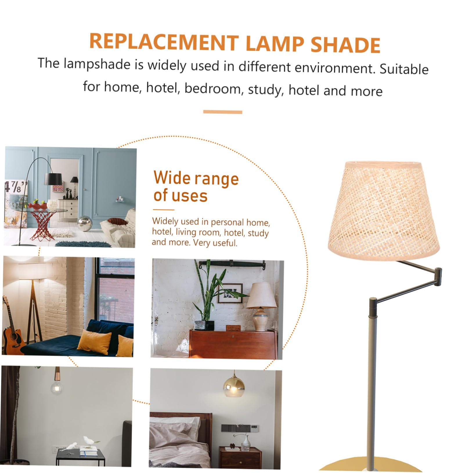 Abat-jour en Rotin Tressé de Rechange pour Lampe de Table