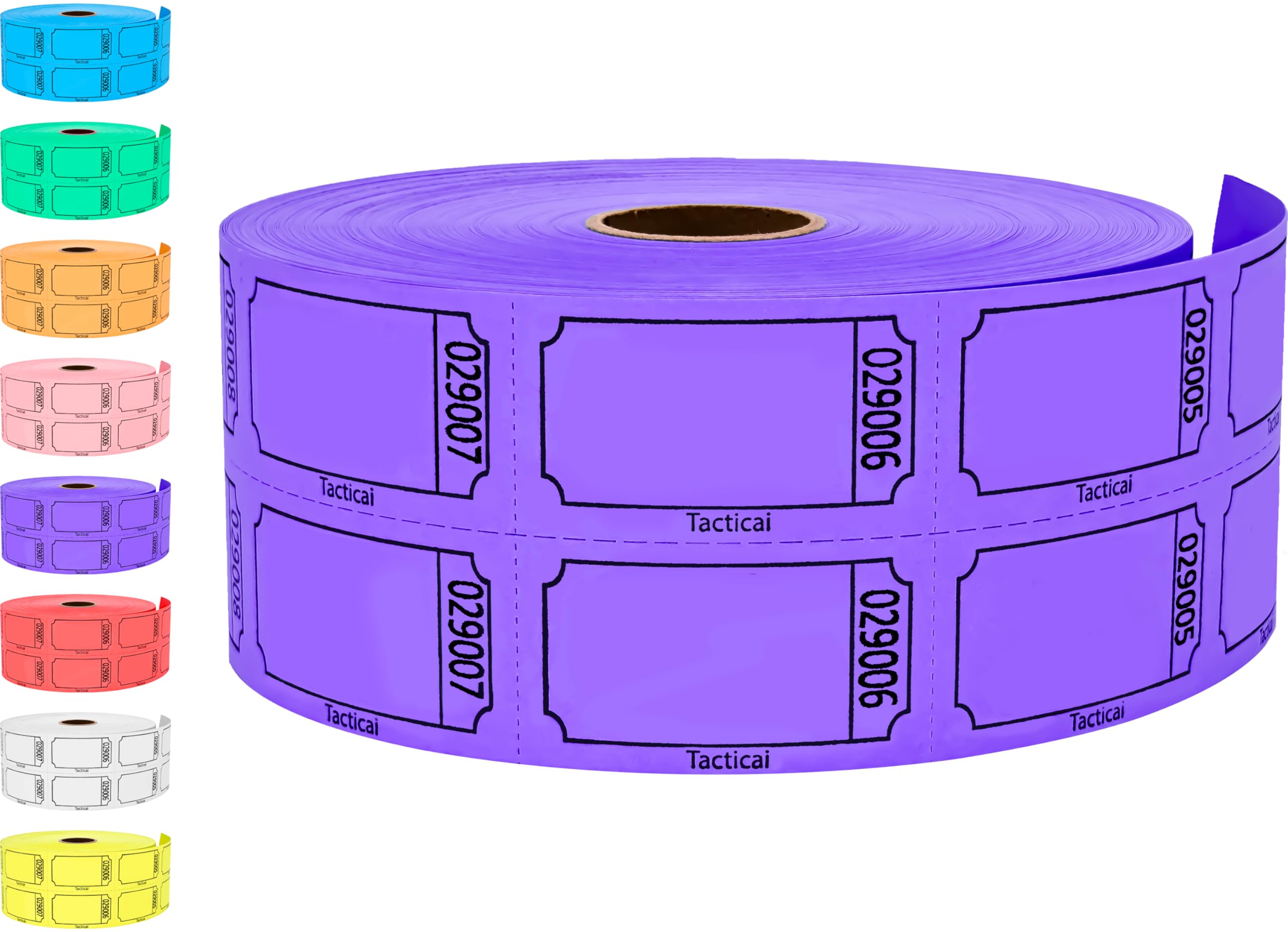 Tacticai 1000 Raffle Tickets, Blank, Purple (1 of 8 Colors), Double Roll for Events, Entry, Class Reward, Fundraiser & Prizes