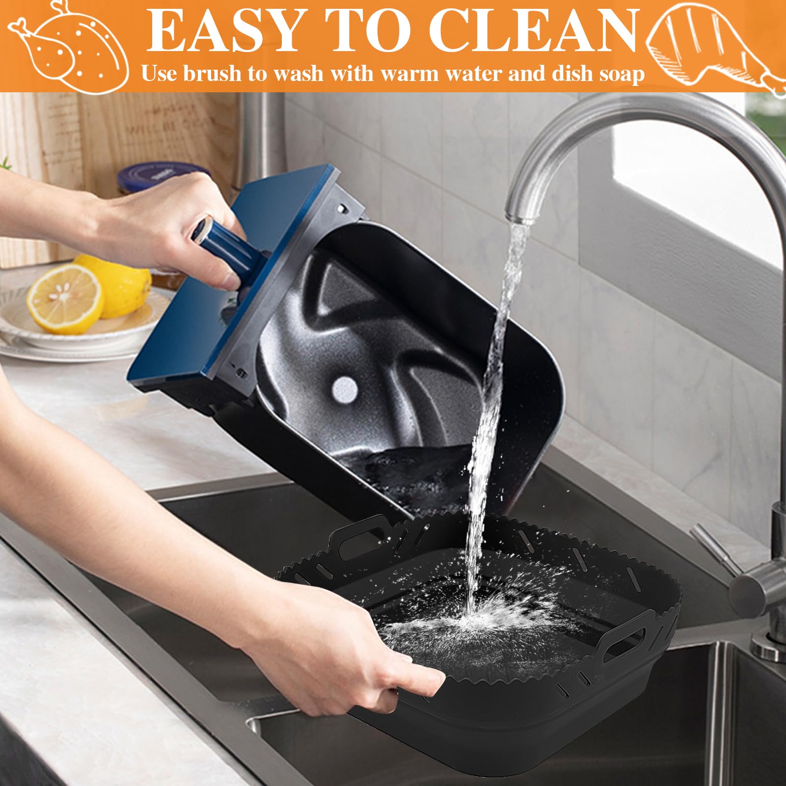 Casstaly Luftfritteuse Silikonplatte | Wiederverwendbar & Faltbar Für Airfryer 21,6cm