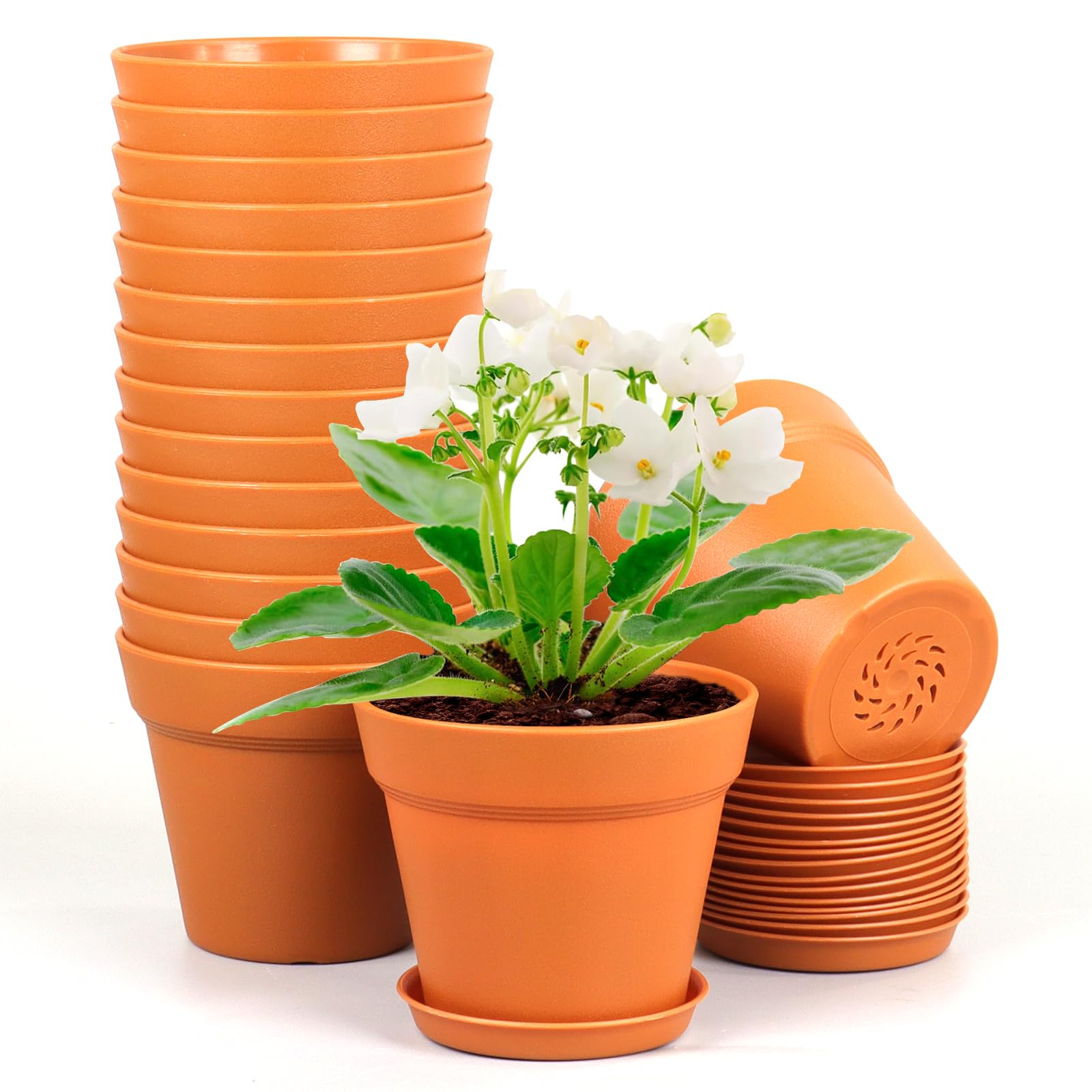 Meowell 4-Inch Small Plastic Nursery Pots