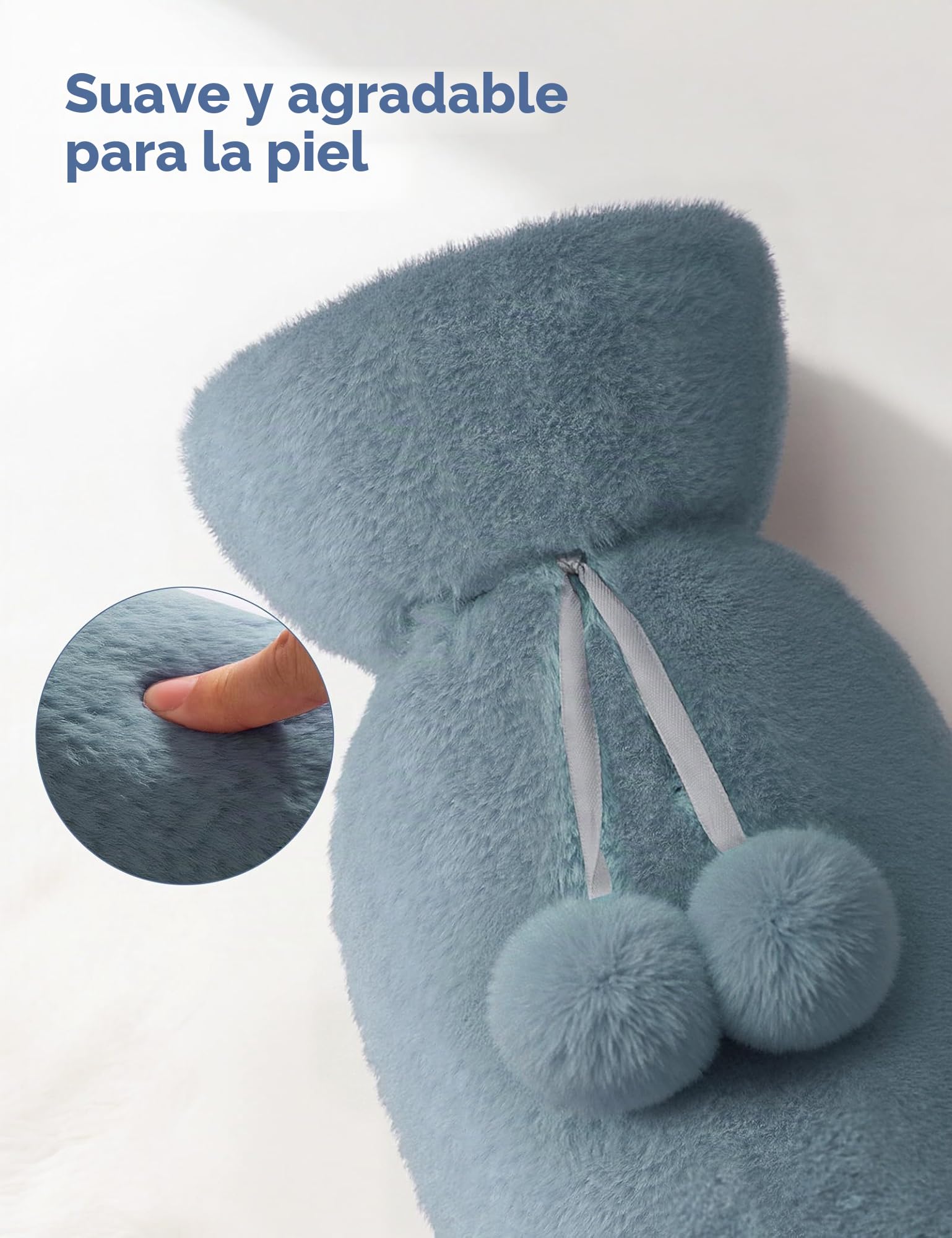 Homealexa 2L Botella de Agua Caliente Grande Larga con Funda - Bolsa Suave del Reino Unido para Cuello y Hombros, 73 x 14cm - Botella Extra Larga para Niños