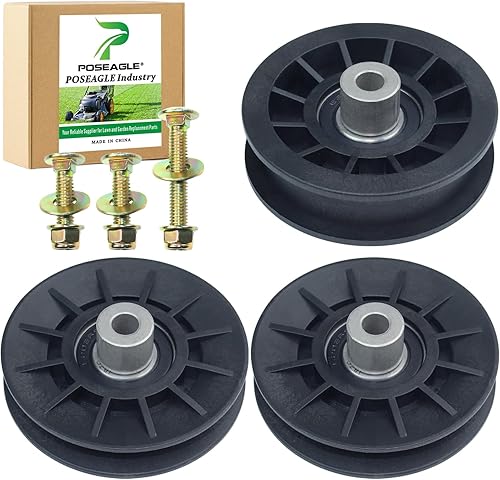 Paquete de 2 poleas tensoras 532194326 con ranura en V con polea tensora plana 532194327 que sustituye a la polea tensora Craftsman 194326 para