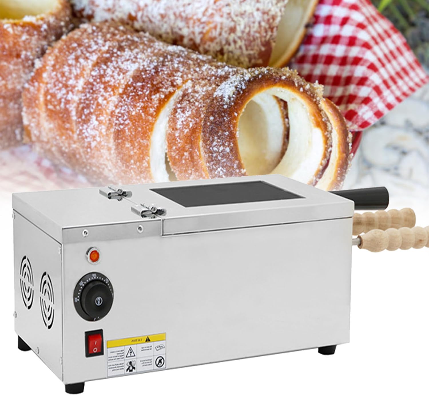 NGDFGR Electric Chimney Bread Grill Machine, 1500W Commercial Maker For Chimney Cake, Ice Cream Cones, Waffles - Versatile Kitchen Appliance For Bakeries And Food Stands
