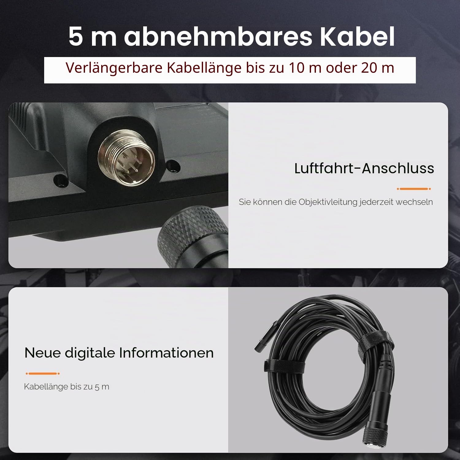 SVBONY SM501 Endoskopkamera mit Licht, 4.3'' IPS HD Teleskop Amera, Aufnahme von Videos und Bildern, 32G TF Karte, Inspektionskameras, IP67 wasserdichte, 8 LED Lichtern, Cool Gadgets for Men
