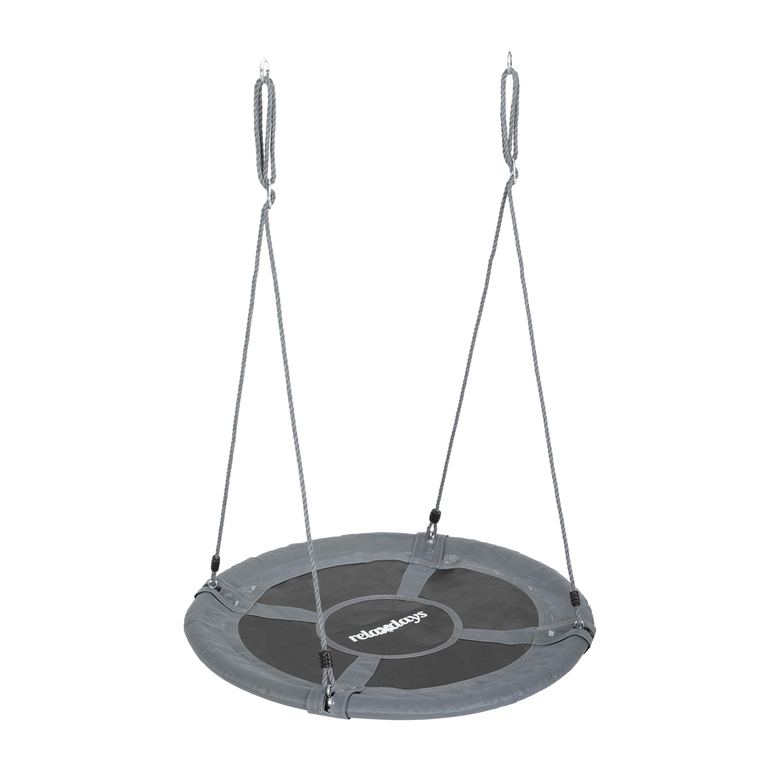 Relaxdays balançoire nid Ronde Suspendue XL 300 kg Ø 100 cm Gris