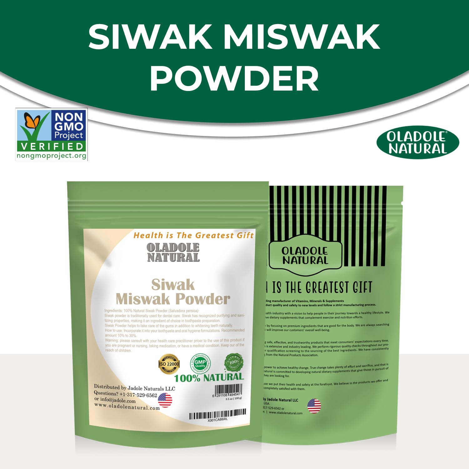 Oladole Natural Miswak (Siwak) Powder-100g | Dental Care, Natural Toothpaste, Whitening Teeth, Oral Care, Tooth Refresher, Strengthens gum, Create Fragrance, Prevent Tooth Decay, Kill Germs