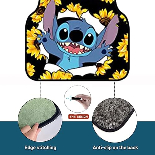 Miniatura 3 de Juego completo de alfombrillas de automóvil de dibujos animados para la parte delantera y trasera, ajuste universal para la mayoría de SUV y