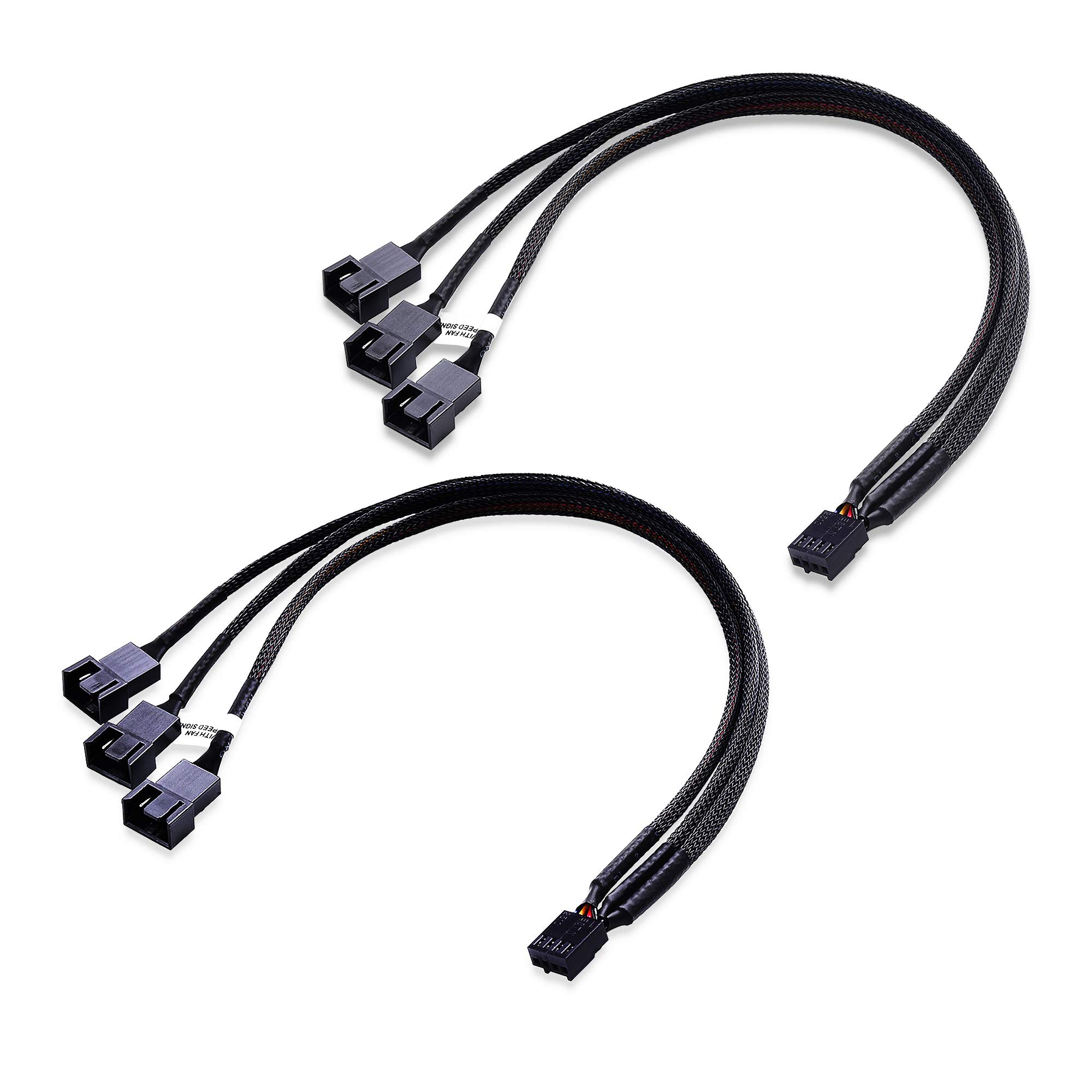 Cable Matters 2 Pack 4 Pin PWM Splitter Cable 30cm, 3 Computer Fan Splitter Cable, PC Fan Splitter Cable, 3 Fan Splitter Cable