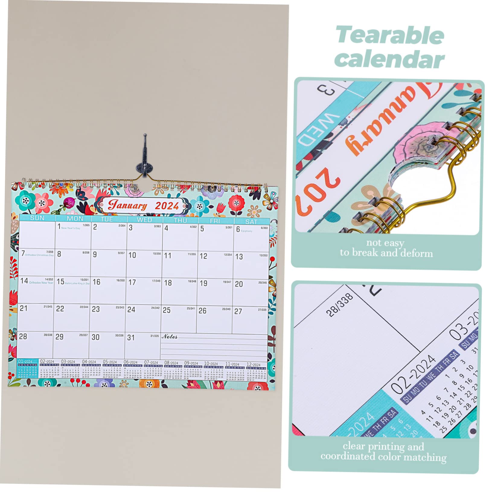 SEWACC 3stücke Monatskalender Für Schule Und Büro Einfacher Wandkalender Mit Feiertags-countdown Handliches Design Für Tägliche Nutzung Für Studenten Und Erwachsene