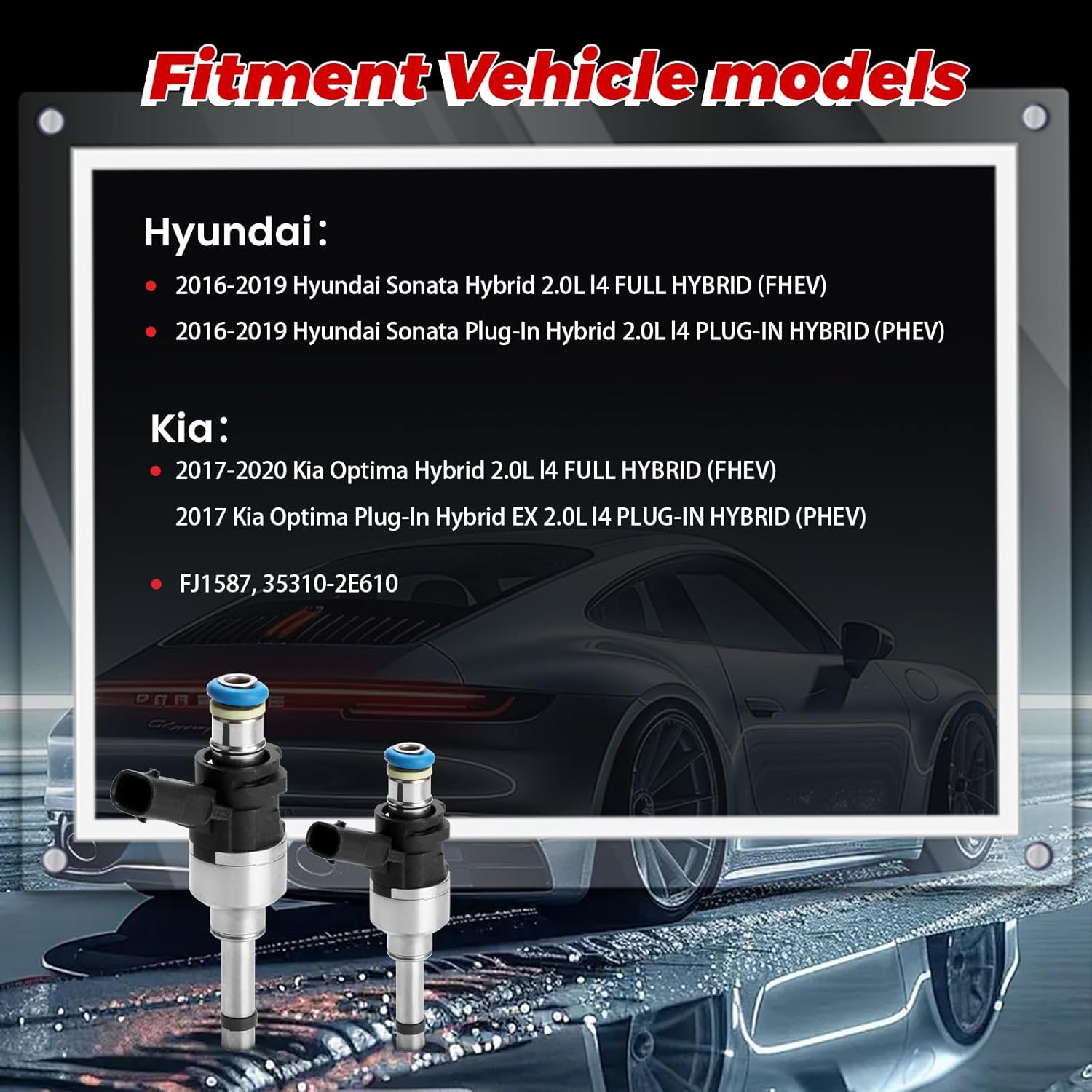 4-Pack Fuel Injectors Set | Compatible with Hyundai Sonata 2016-2019 Kia Optima 2017-2020 2.0L L4| Replaces FJ1587 35310-2E610