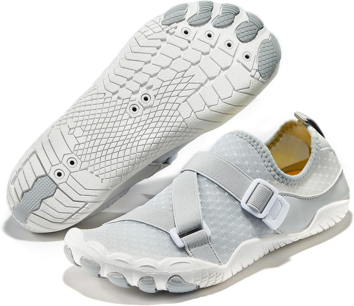 Womens and Mens Water Shoes Breathable Quick Dry Soft Barefoot Aqua Socks for Hiking Swim Fishing Beach Surf Yoga Sport 8.5 XX-Wide Women/7 Wide Men Grey