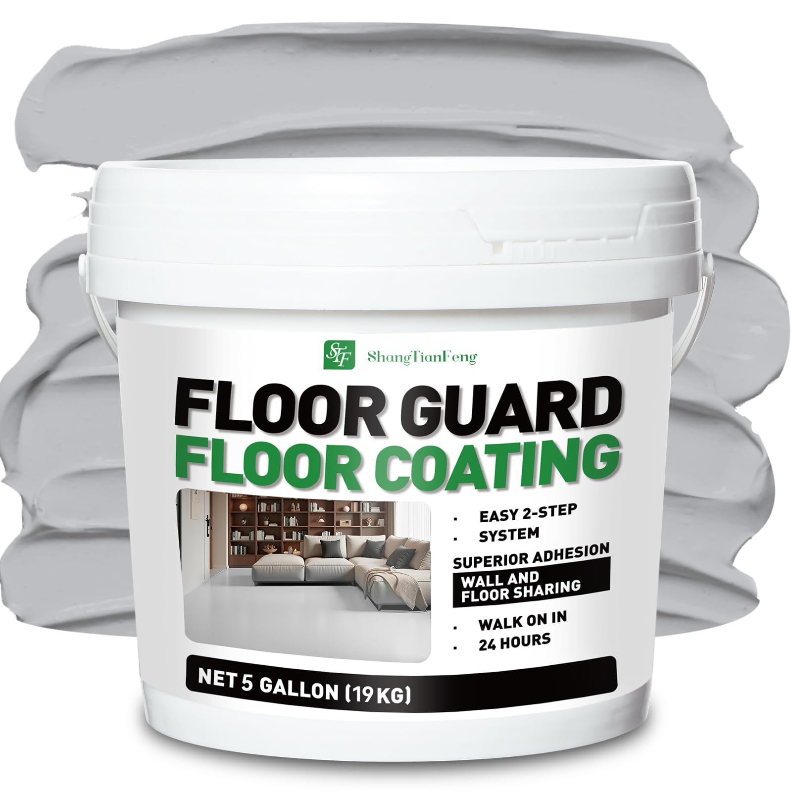 Photo 1 of Professional Floor or Wall Paint Kit Smoke grey, 5 gallon, 800-1000 sq.ft) - Smoke grey Acrylic Concrete Coating for Garages & Indoor,outdoor | Single Component Formula | Scratch Resistant & Low VOC | Indoor and outdoor compatiblee