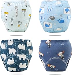 Upairy Training Pants Potty Training Underwear for Boys Girls,Toddler Potty Pants for 2T-6T,Soft Absorbent & Leak-Proof with Characters, 100% Cotton Washable (4PCS,S)